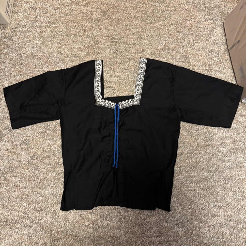 Vintage Women’s 70’s Black Square Neck Tunic